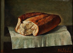 "Miche de pain sur table"