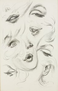 Marilyn Monroe sketches in charcoal, Los Angeles, 1960