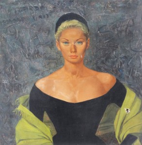 Tilda Tamar, movie star, (Detail) oil, Paris, 1950