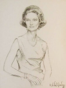 Grand Duchess of Luxembourg, Princess Josefina-Carlota of Belgium, Fusain sur papier, 104 x 82, 1968